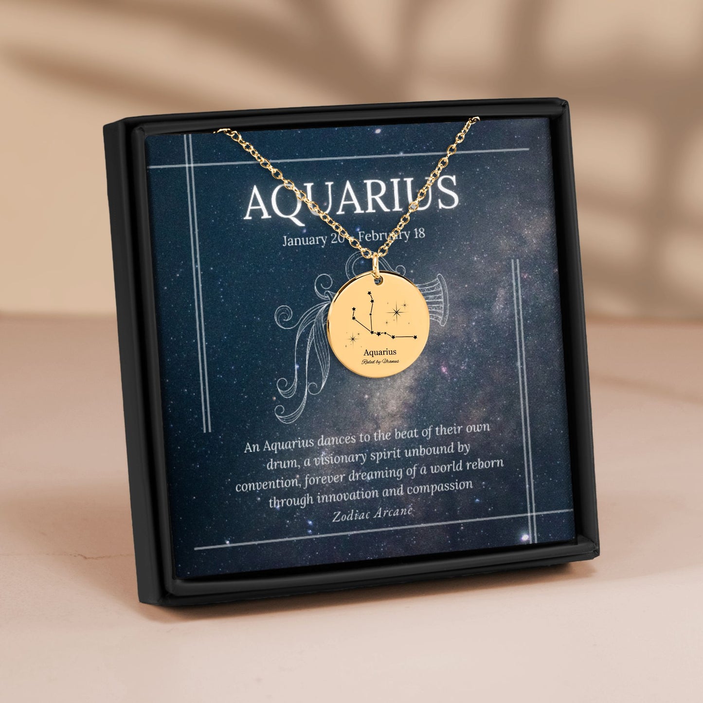 Aquarius Zodiac Sign Necklace