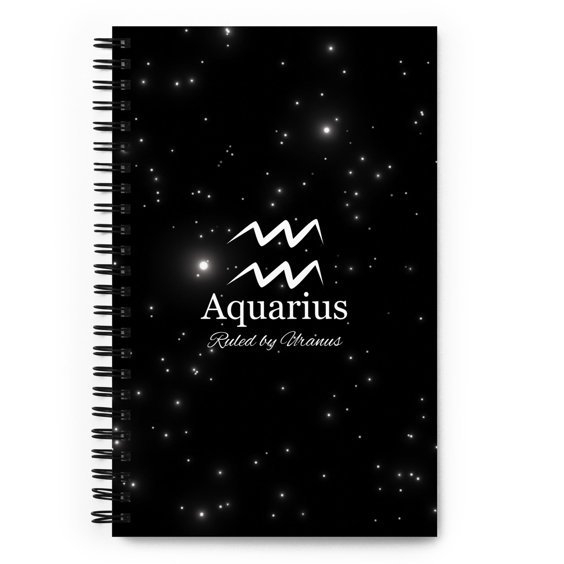 Aquarius Zodiac Sign Spiral Notebook Black Galaxy
