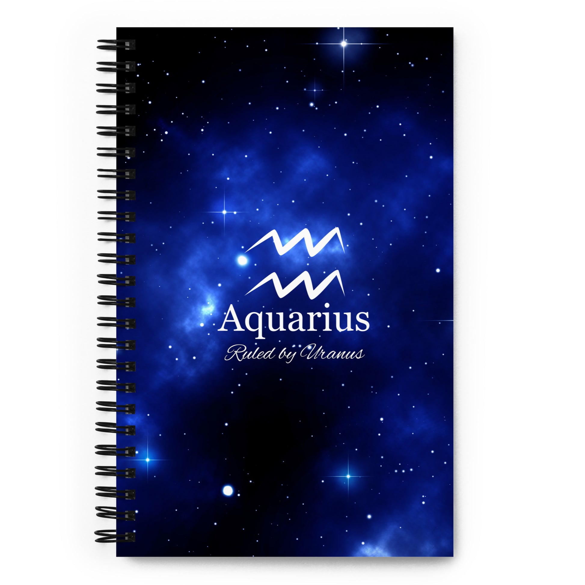 Aquarius Zodiac Sign Spiral Notebook Blue
