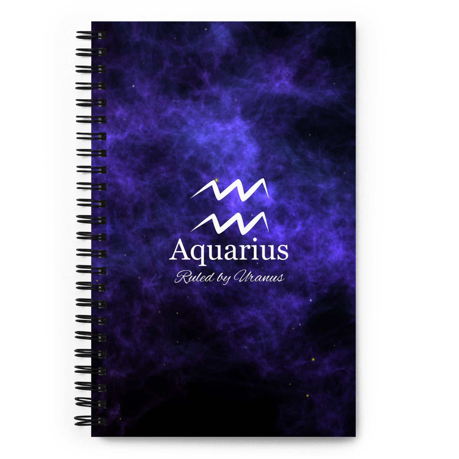 Aquarius Zodiac Sign Spiral Notebook Purple
