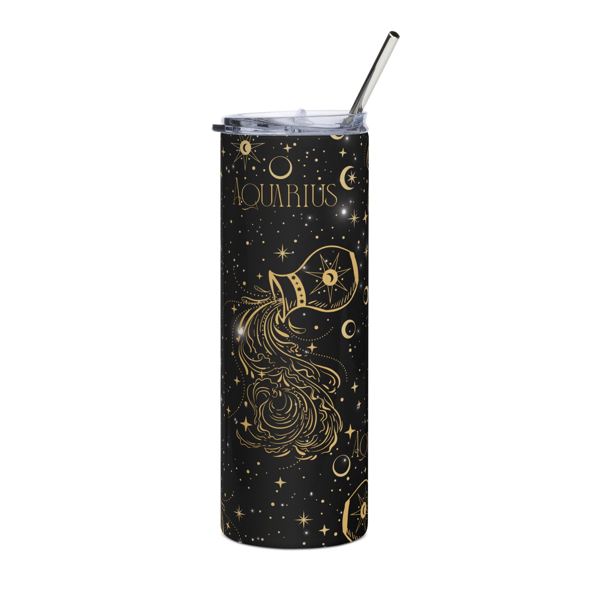 Aquarius Zodiac Sign Tumbler Black Galaxy
