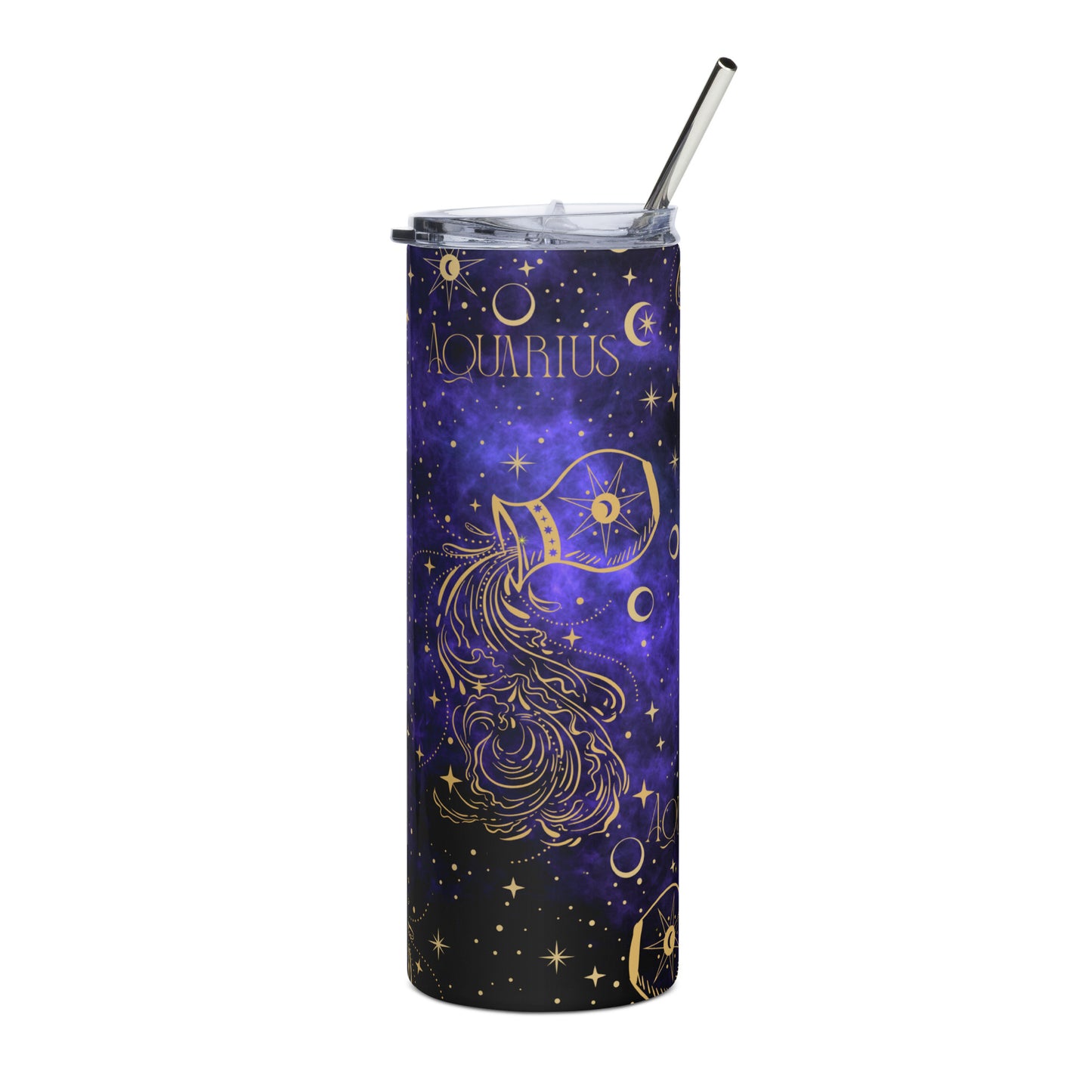 Aquarius Zodiac Sign Tumbler Purple Galaxy
