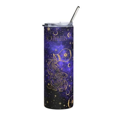 Aquarius Zodiac Sign Tumbler Purple Galaxy
