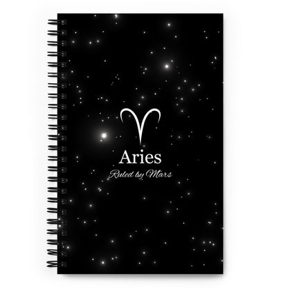 Aries Zodiac Sign Spiral Notebook Black Galaxy
