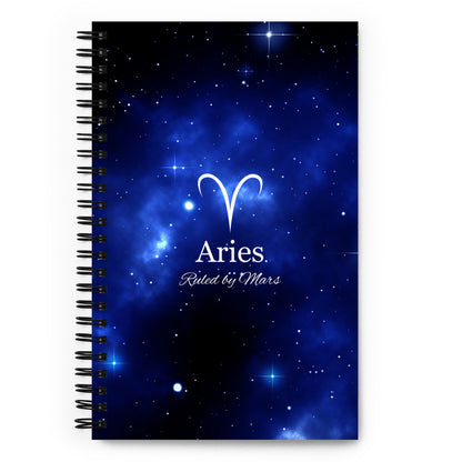 Aries Zodiac Sign Spiral Notebook Blue
