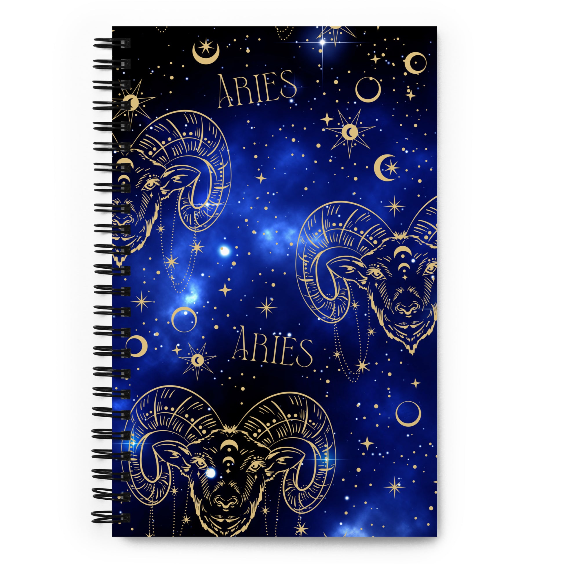 Aries Zodiac Sign Spiral Notebook Blue Galaxy
