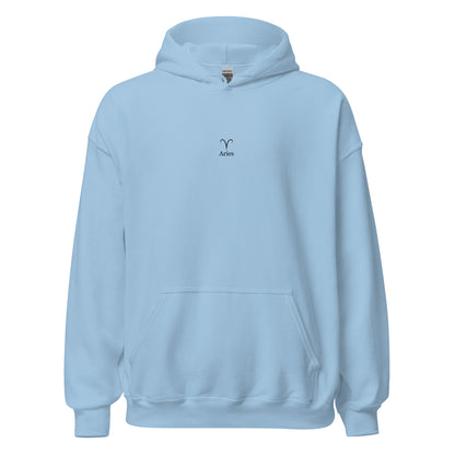 Blue Aries zodiac sign hoodie celestial design
