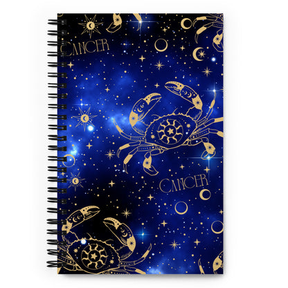 Cancer Zodiac Sign Spiral Notebook Blue Galaxy
