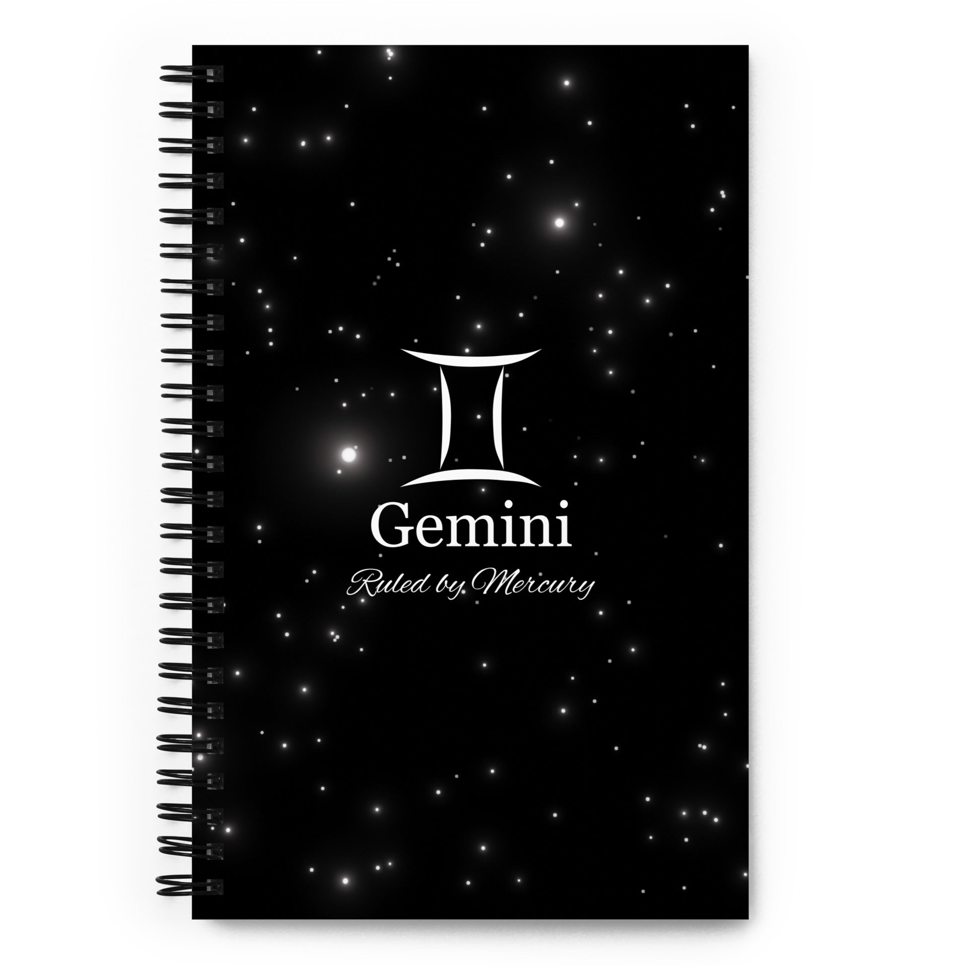 Gemini Zodiac Sign Spiral Notebook Black Galaxy
