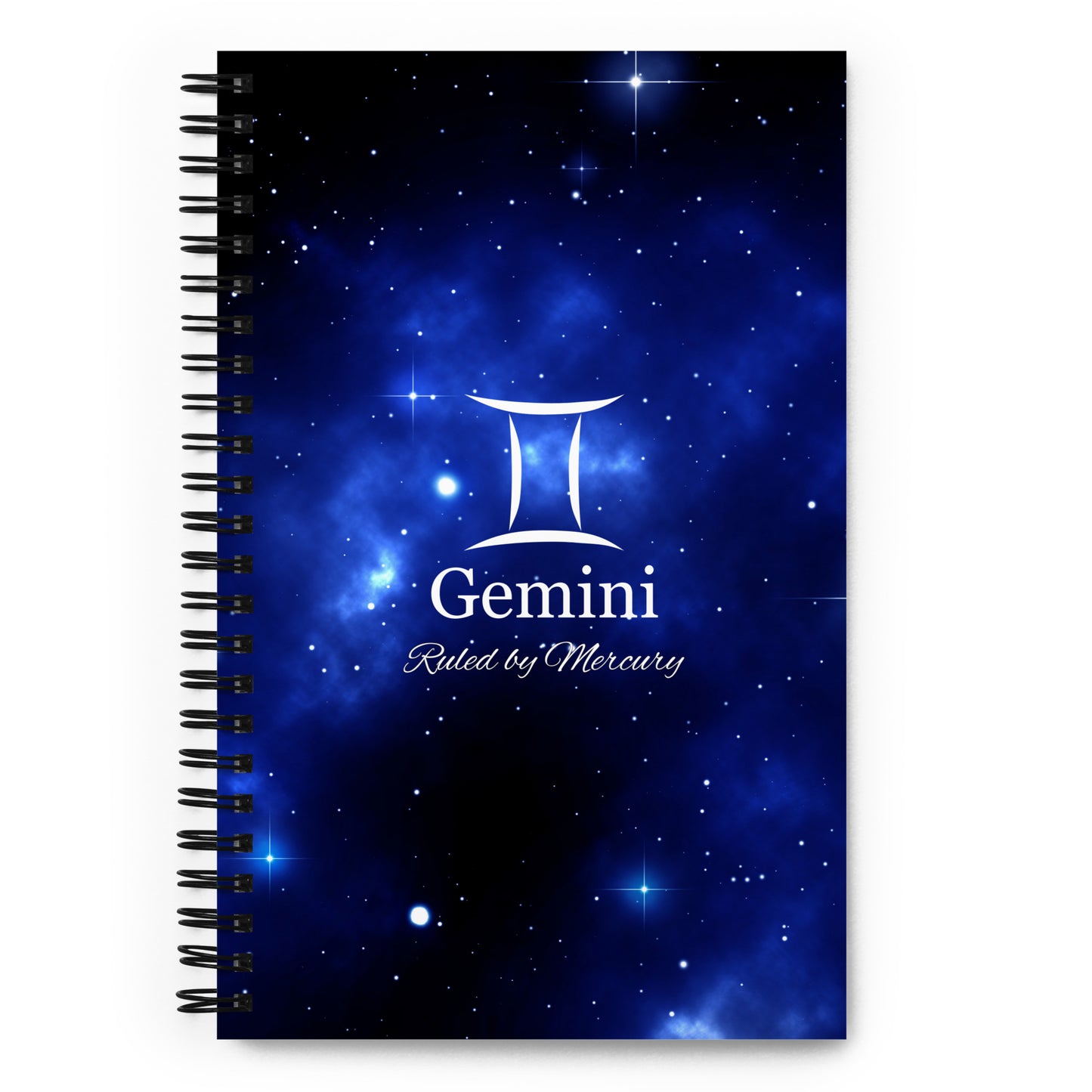 Gemini Zodiac Sign Spiral Notebook Blue
