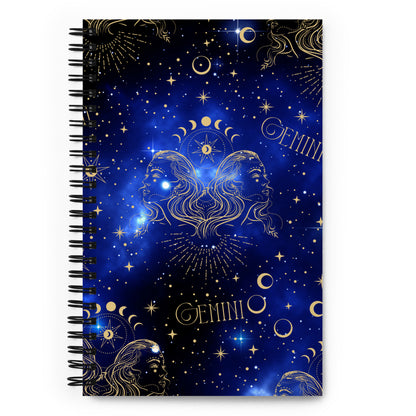 Gemini Zodiac Sign Spiral Notebook Blue Galaxy
