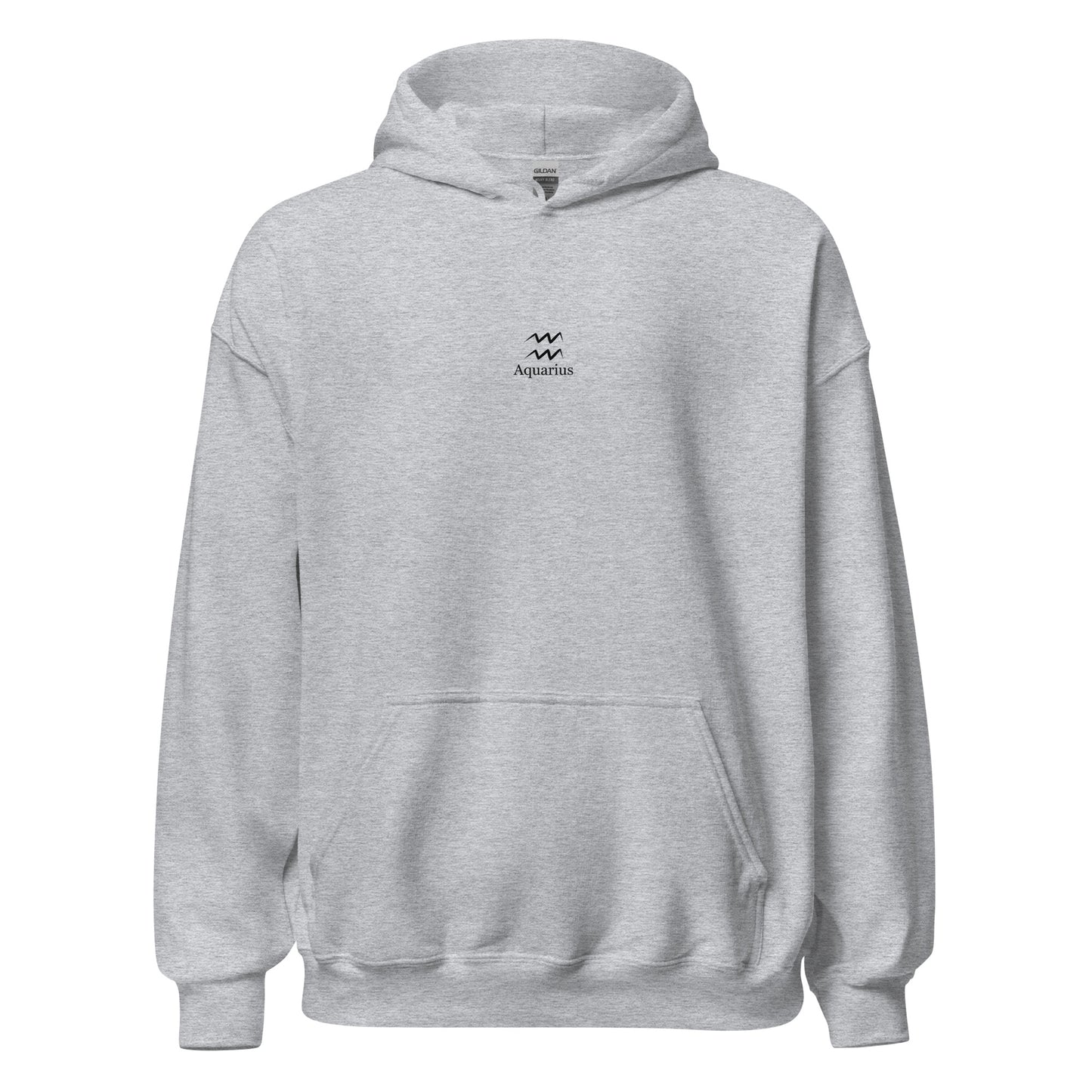 Grey Aquarius zodiac sign hoodie cosmic design
