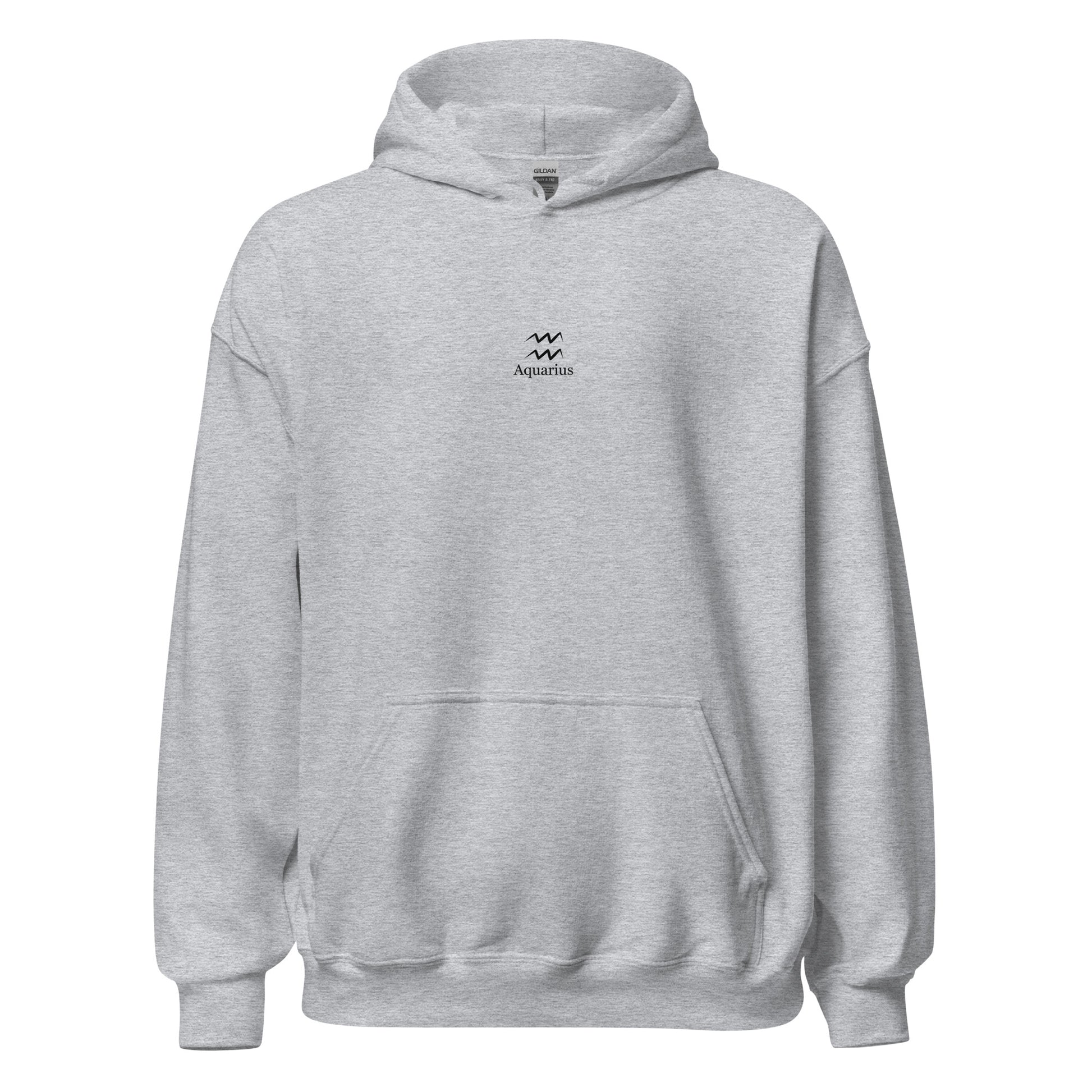 Grey Aquarius zodiac sign hoodie cosmic design
