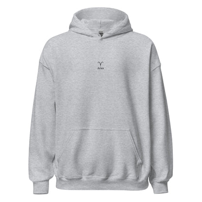 Grey Aries zodiac sign hoodie fiery design
