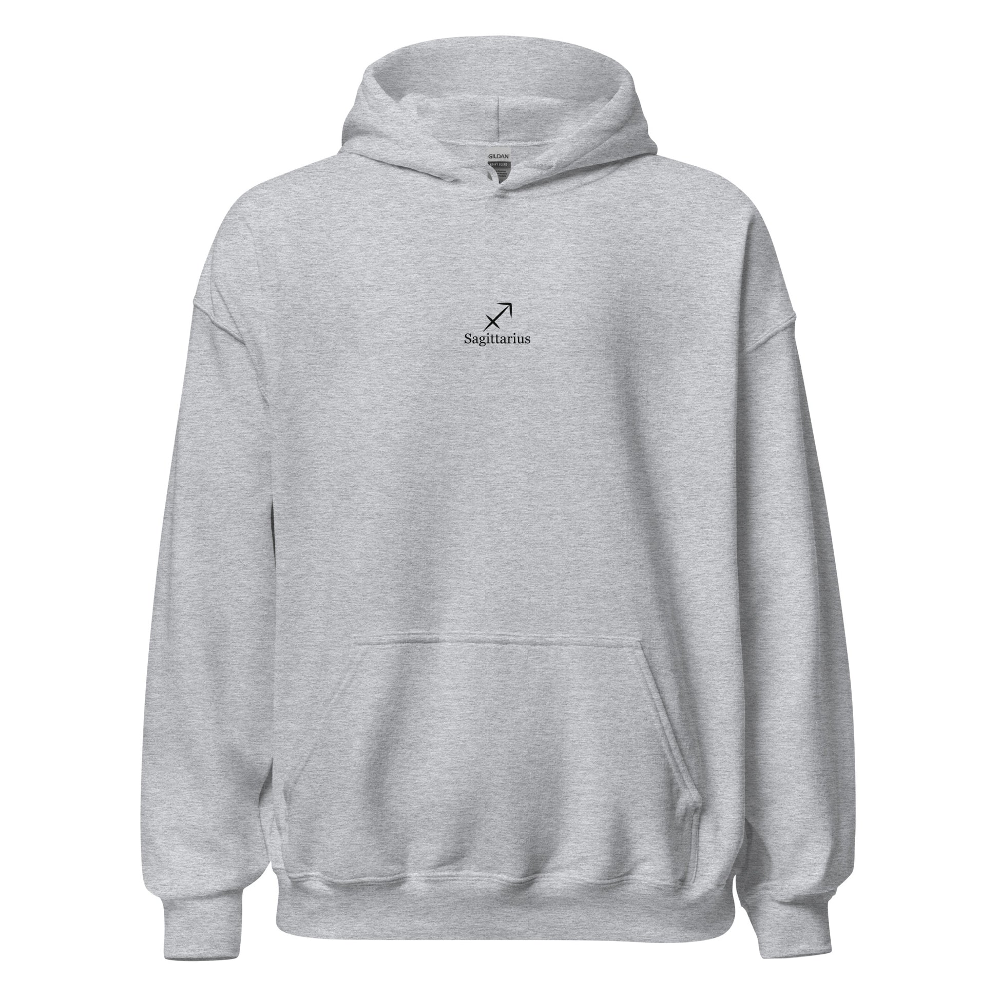 Grey Sagittarius zodiac sign hoodie celestial design
