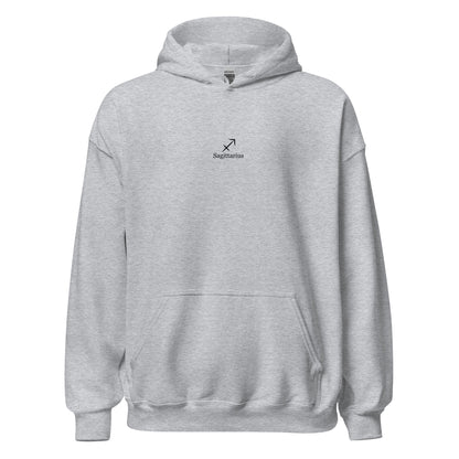 Grey Sagittarius zodiac sign hoodie celestial design
