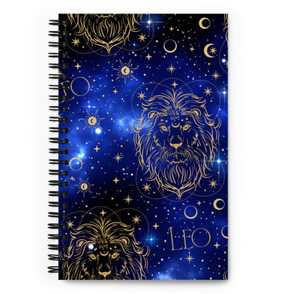 Leo Zodiac Sign Spiral Notebook Blue Galaxy
