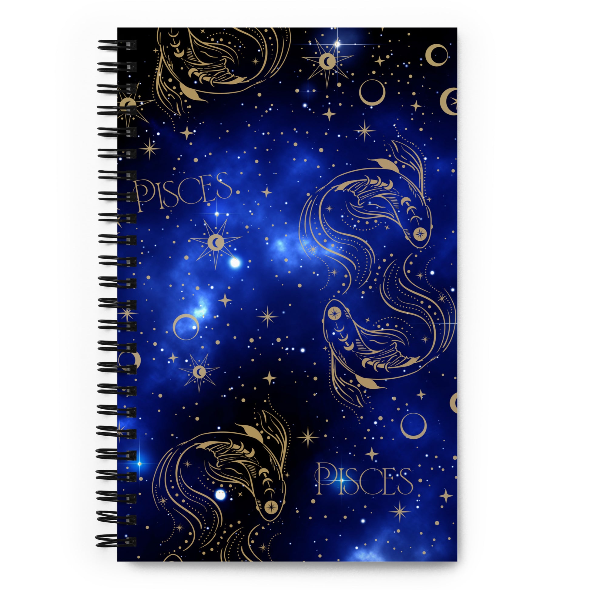 Pisces Zodiac Sign Spiral Notebook Blue Galaxy
