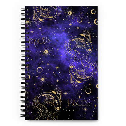 Pisces Zodiac Sign Spiral Notebook Purple Galaxy
