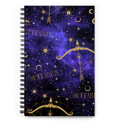 Sagittarius Zodiac Sign Spiral Notebook Purple Galaxy
