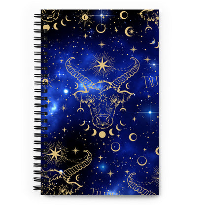 Taurus Zodiac Sign Spiral Notebook Blue Galaxy
