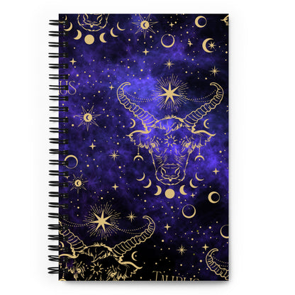 Taurus Zodiac Sign Spiral Notebook Purple Galaxy
