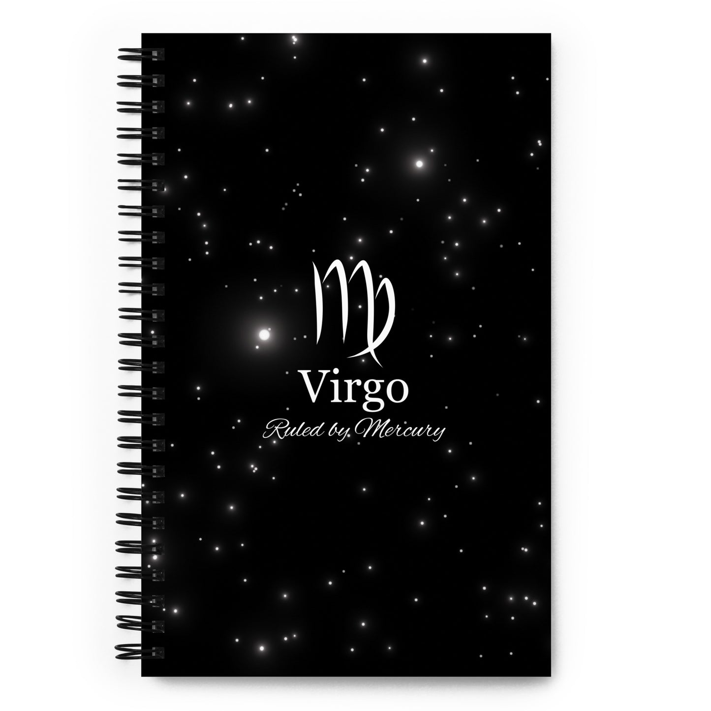 Virgo Zodiac Sign Spiral Notebook Black Galaxy
