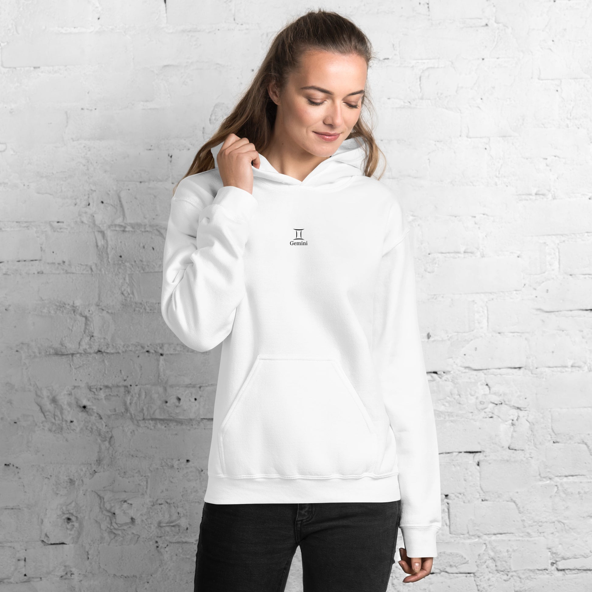 White Gemini zodiac sign hoodie airy style
