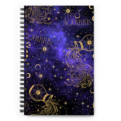 Zodiac Sign Art Notebook Purple Galaxy Style
