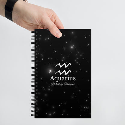 Zodiac Sign Astrology Notebook Black Galaxy Print
