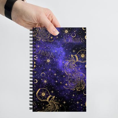 Zodiac Sign Astrology Notebook Purple Galaxy Print
