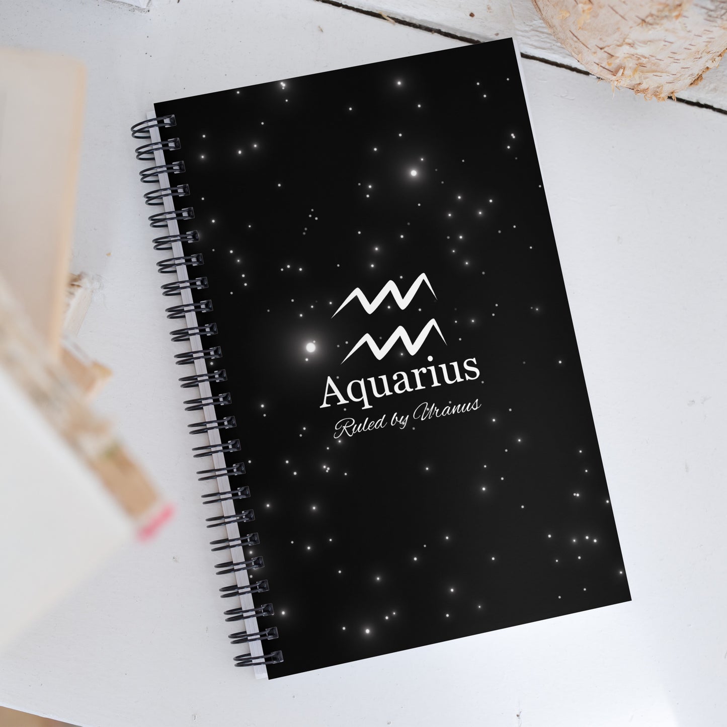 Zodiac Sign Notebook Black Galaxy Design
