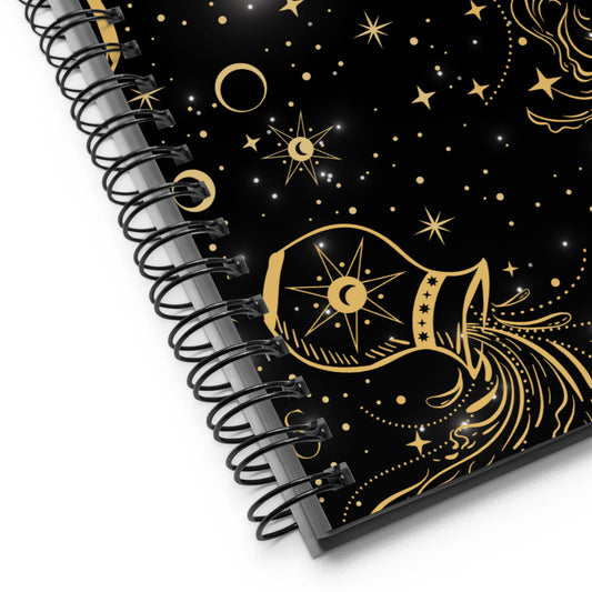 Zodiac Sign Notebook Black and Gold Design
