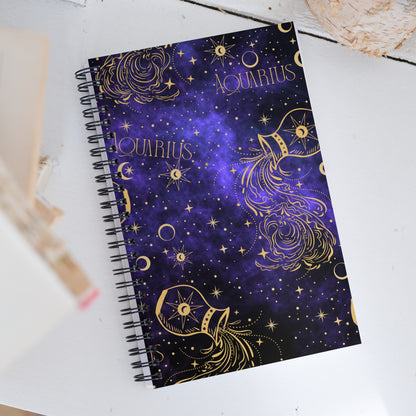 Zodiac Sign Notebook Purple Galaxy Design
