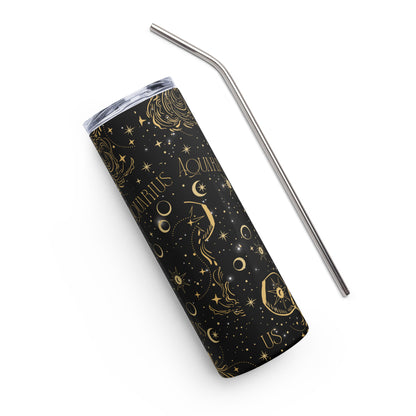 Zodiac Sign Tumbler Black Galaxy