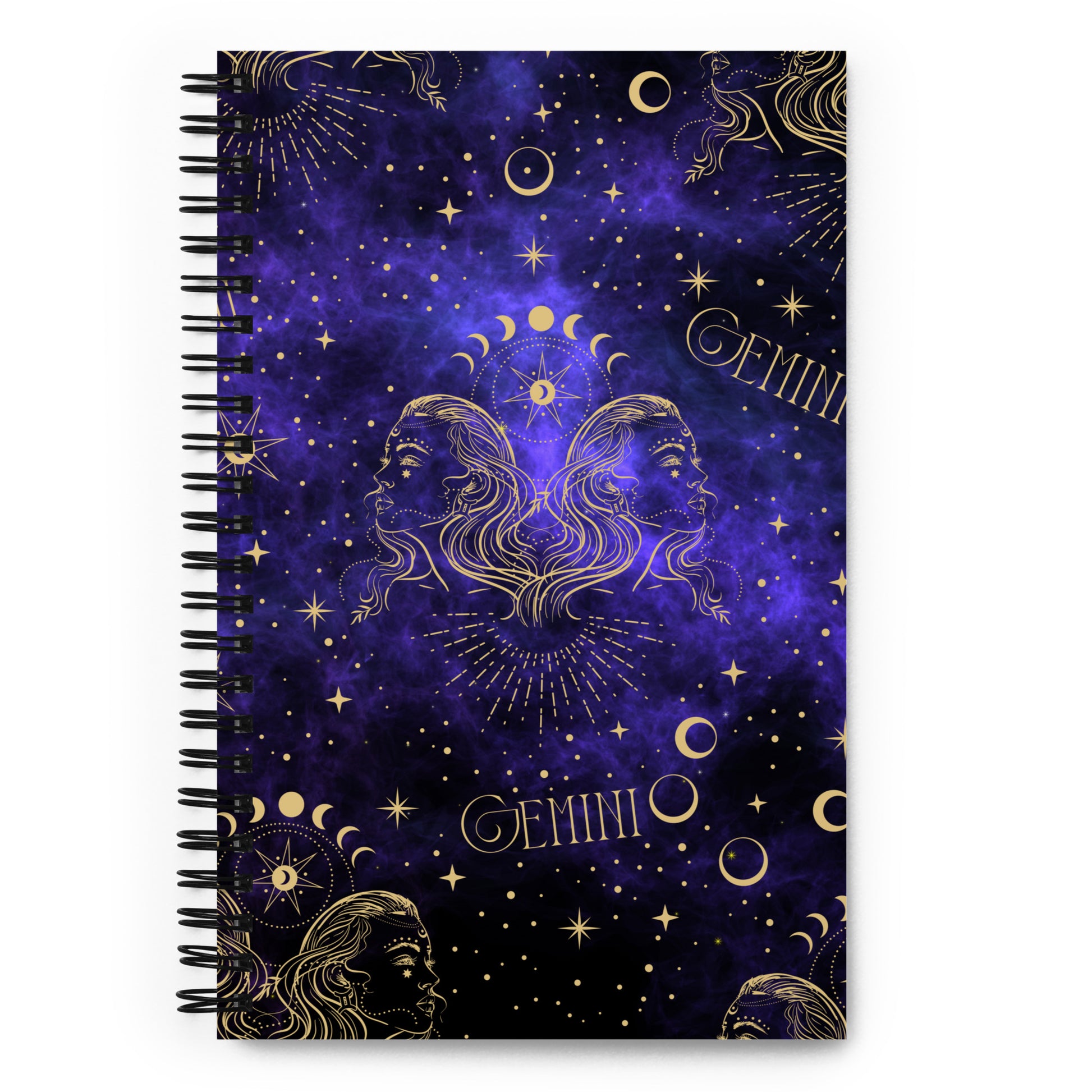 Gemini Zodiac Sign Spiral Notebook Purple Galaxy
