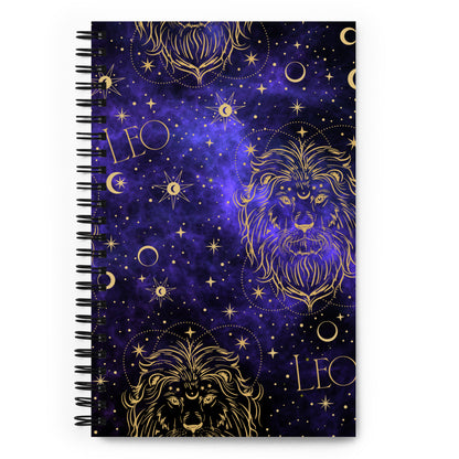 Leo Zodiac Sign Spiral Notebook Purple Galaxy
