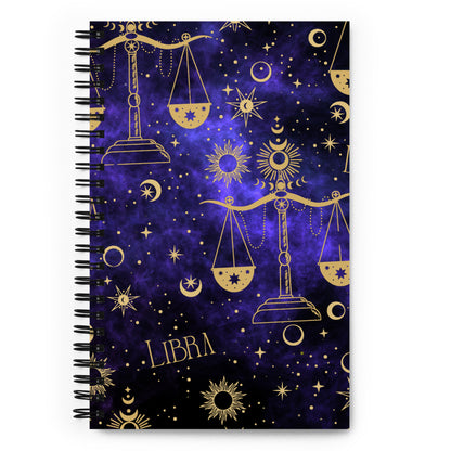 Libra Zodiac Sign Spiral Notebook Purple Galaxy
