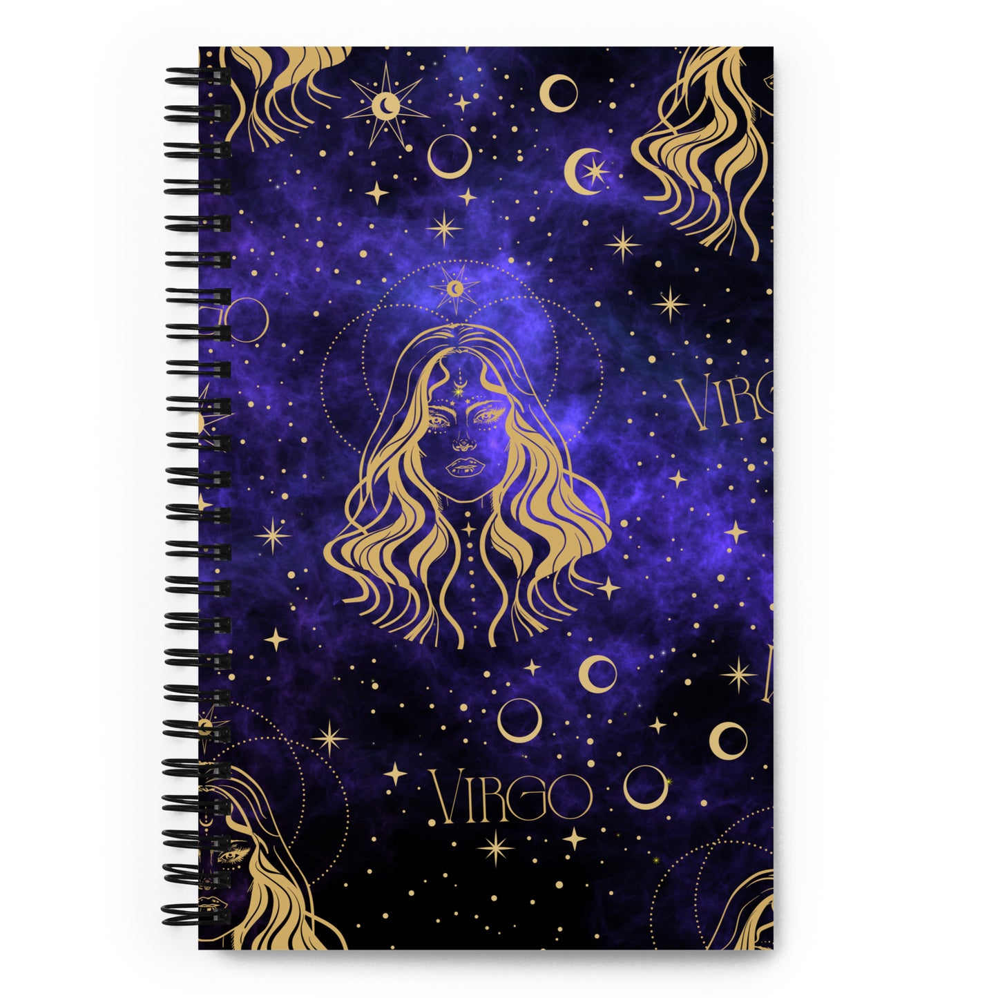 Virgo Zodiac Sign Spiral Notebook Purple Galaxy
