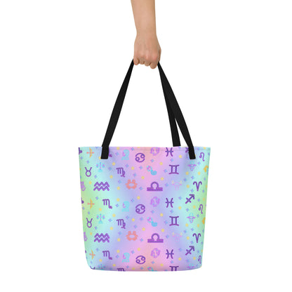 zodiac sign beach bag vibrant rainbow zodiac
