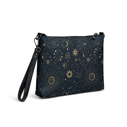 zodiac sign black crossbody handbag zodiac graphic
