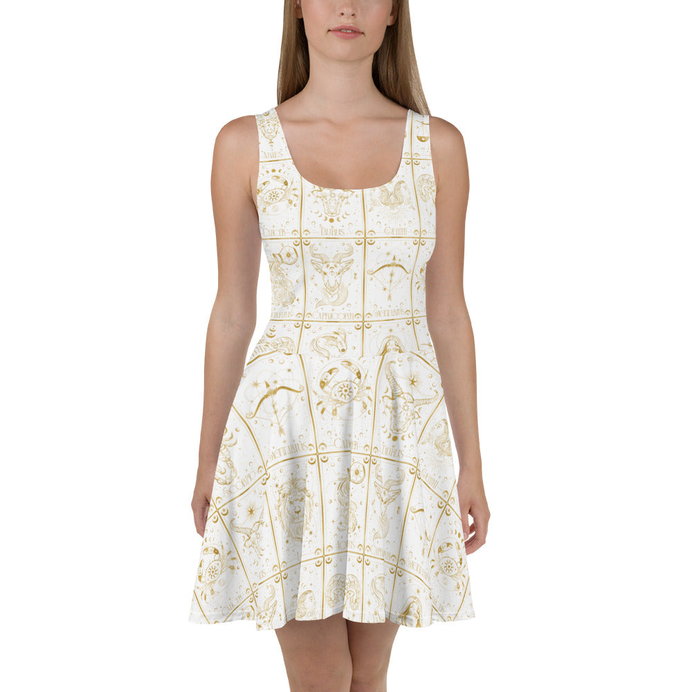 White and gold skater dress hot sale