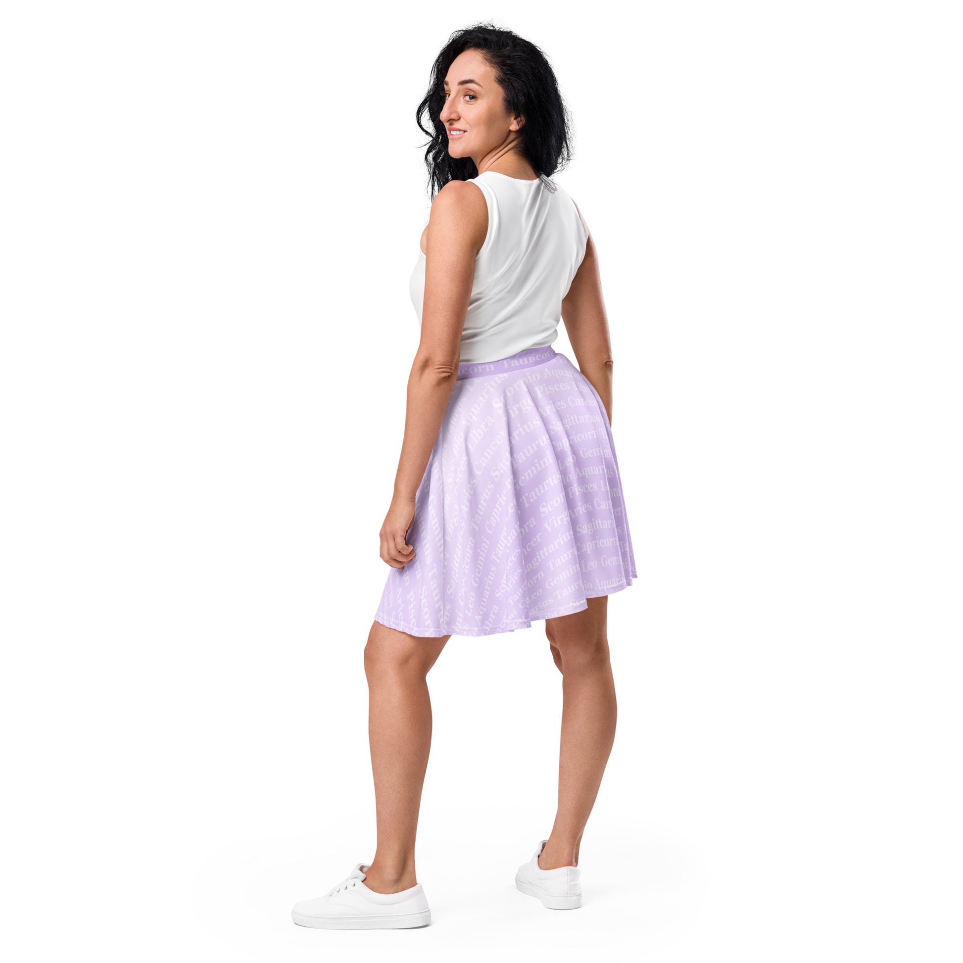 zodiac sign skater skirt lilac zodiac art
